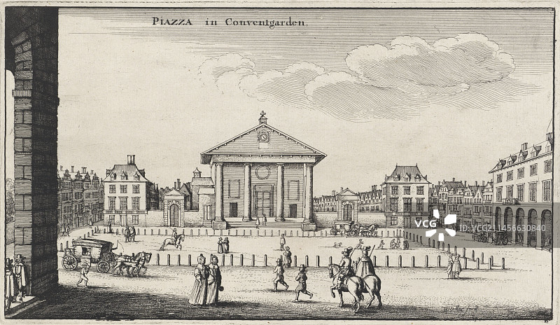 17世纪的英国伦敦考文特花园插画图片素材