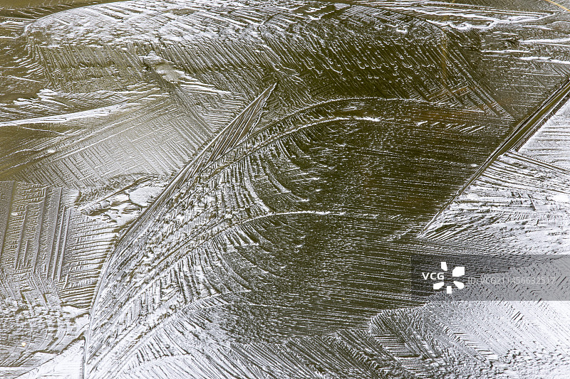 冰冻湖面上的图案，拉莫里西国家公园，加拿大魁北克省图片素材