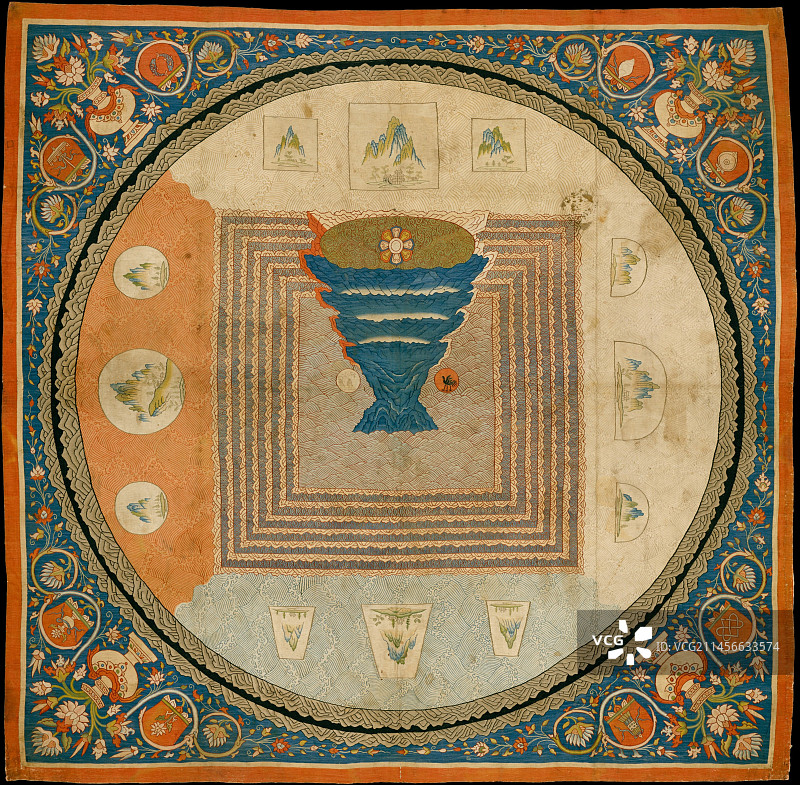 14世纪带有须弥山的宇宙曼荼罗图片素材