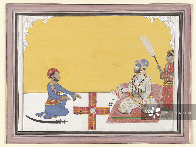 19世纪插画：王公贵族玩 pachisi 棋图片素材