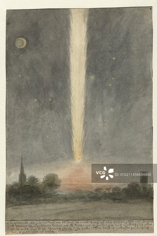 1680年荷兰贝弗韦克上空的彗星图片素材