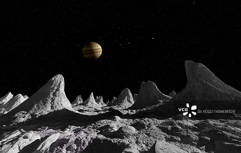 卡里斯托星球上的冰尖塔插画图片素材