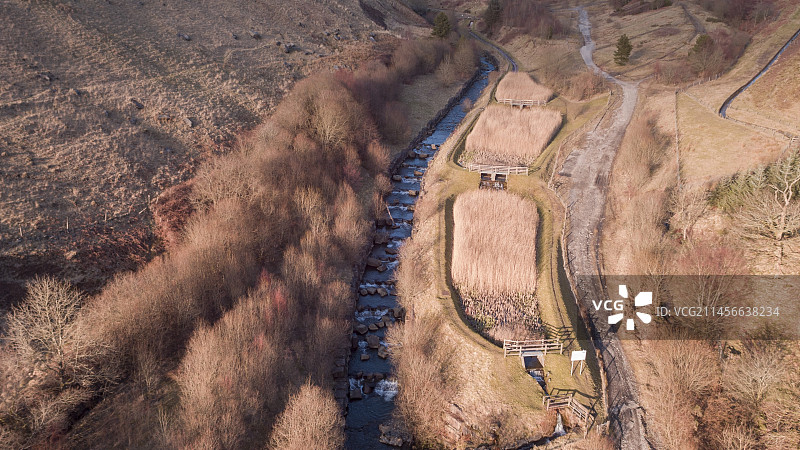 英国威尔士格林科罗格矿井水处理过滤池图片素材