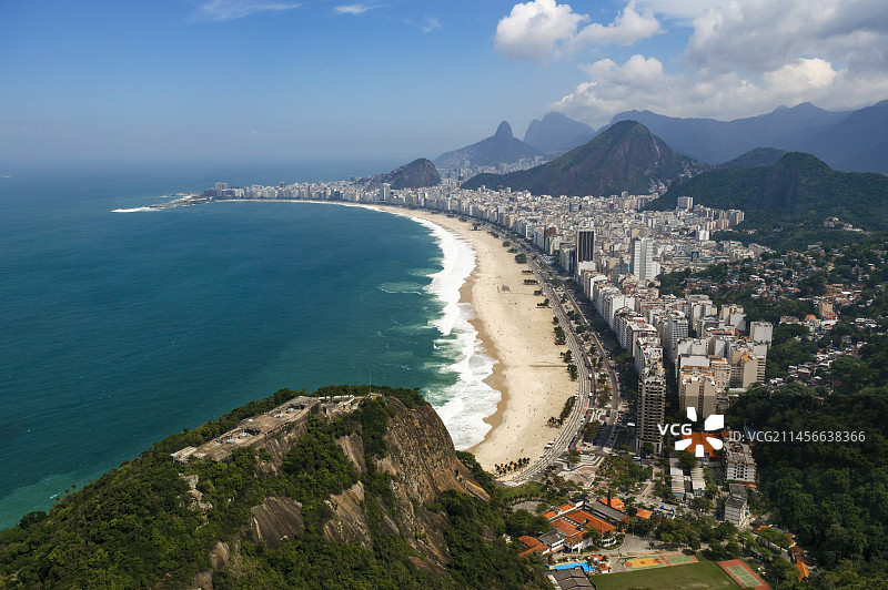 科帕卡巴纳海滩和海滨酒店的鸟瞰图，里约热内卢，巴西图片素材