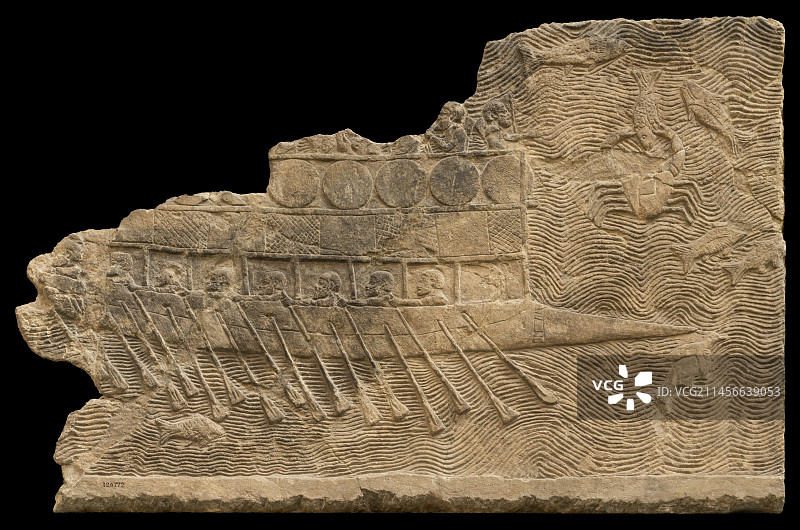 西拿基立宫殿中的腓尼基船只图片素材