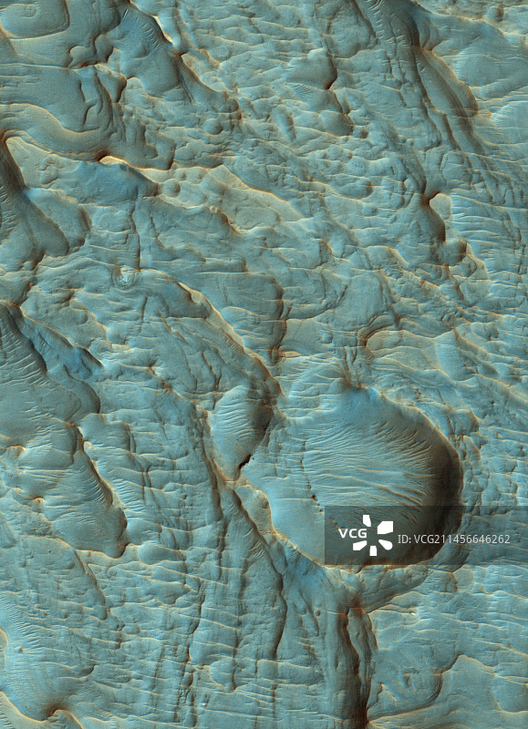 火星上的萨赫基陨石坑：火星勘测轨道飞行器图像图片素材