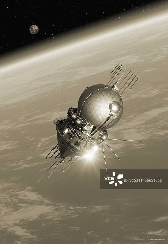 东方1号宇宙飞船地球轨道示意图图片素材