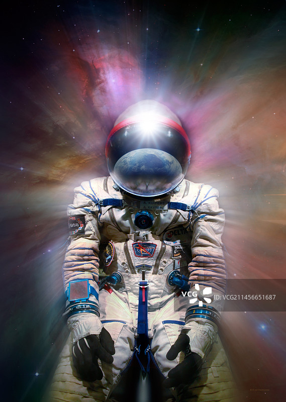 在深空中的宇航员概念图图片素材