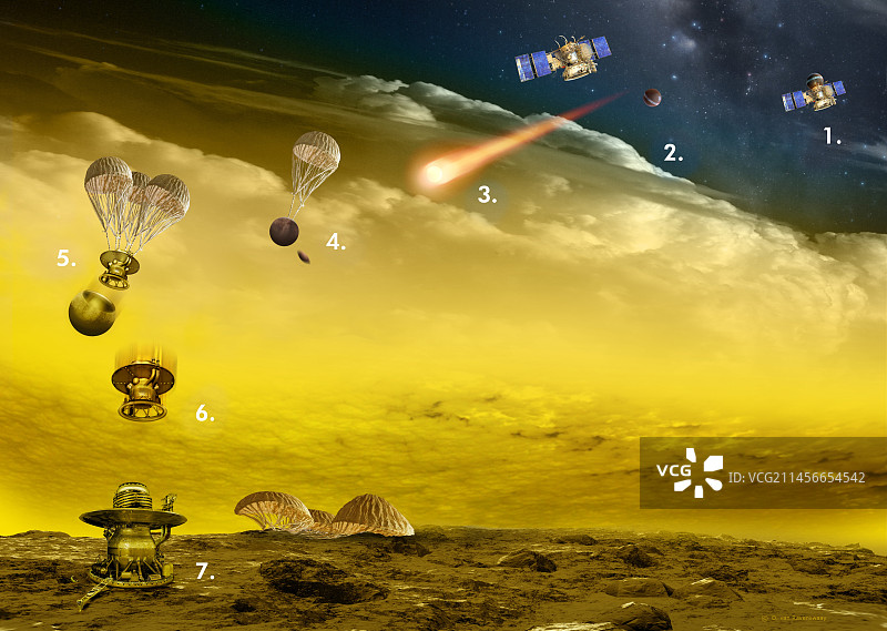 金星探测器接近金星插画图片素材