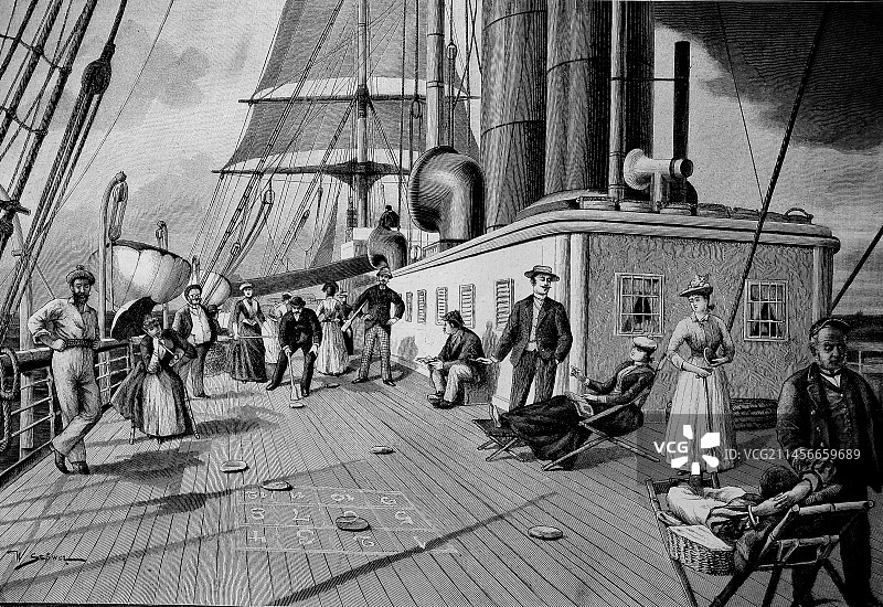 人们玩甲板 shuffleboard 的插图图片素材