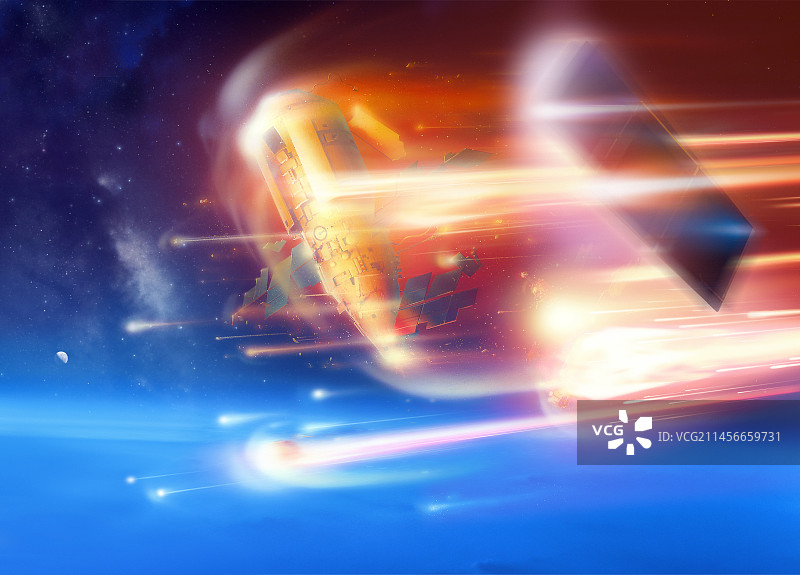 国际空间站脱离轨道示意图图片素材