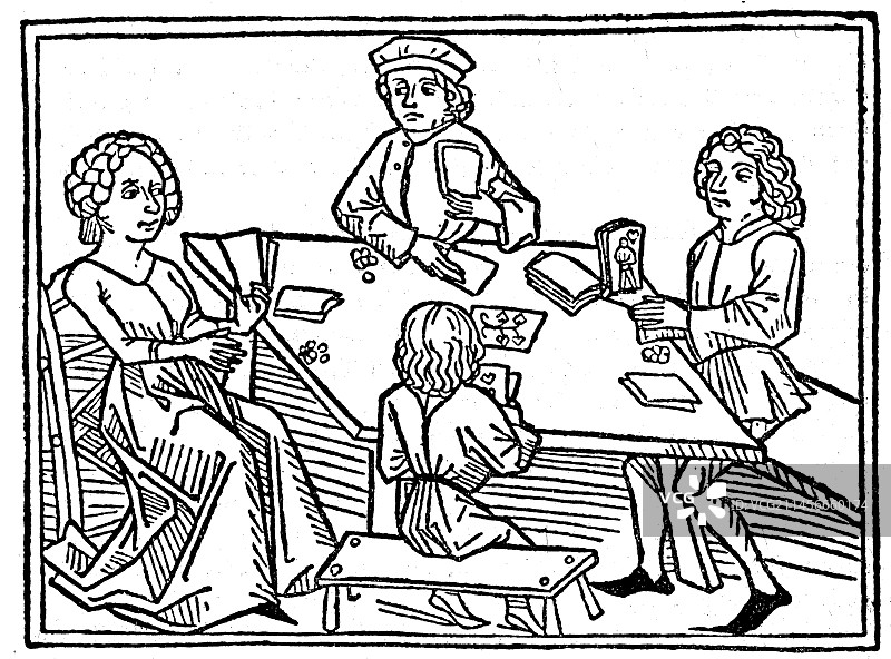 人们玩纸牌插图图片素材