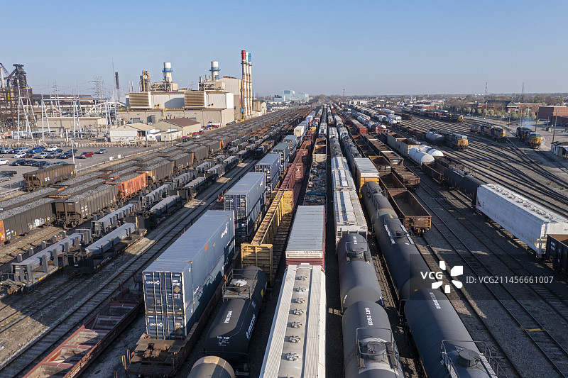 美国密歇根州的铁路货场图片素材