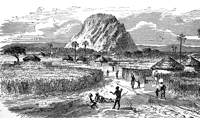 非洲中部乍得湖的马尔吉村庄插图图片素材