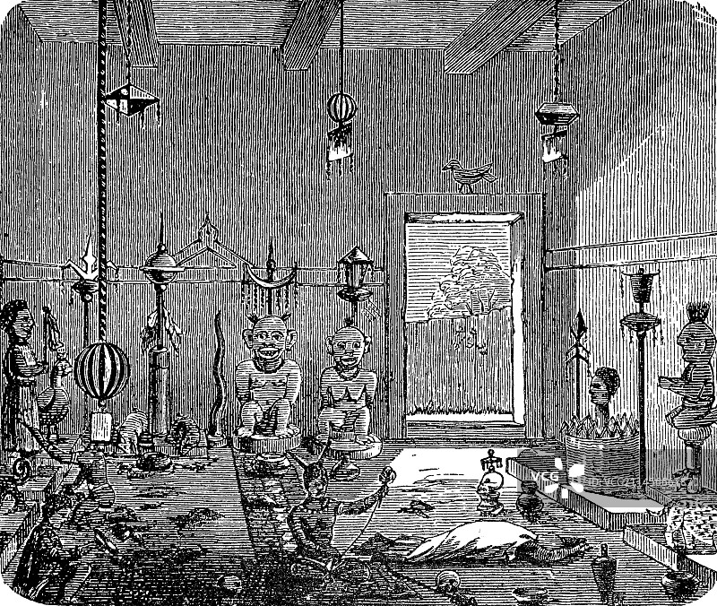 加纳阿散蒂部落神庙插画图片素材