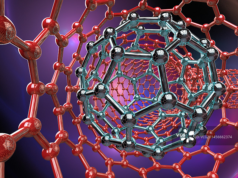 富勒烯C60内部的纳米环图片素材