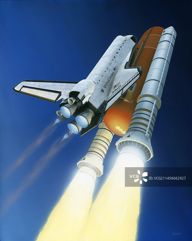 亚特兰蒂斯号航天飞机升空插图图片素材