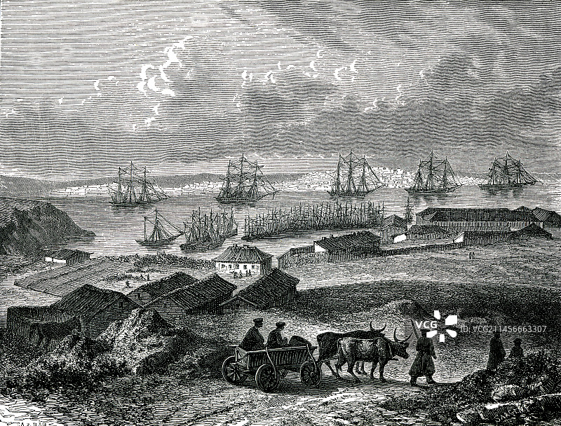 19世纪插画：克里米亚塞瓦斯托波尔图片素材