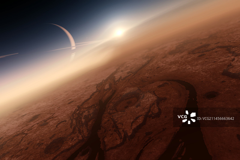 从土卫六看土星插画图片素材