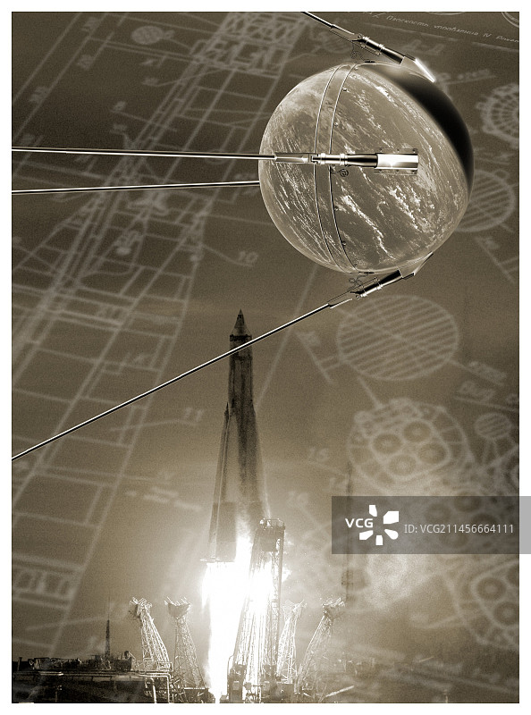 人造卫星1号合成图像图片素材