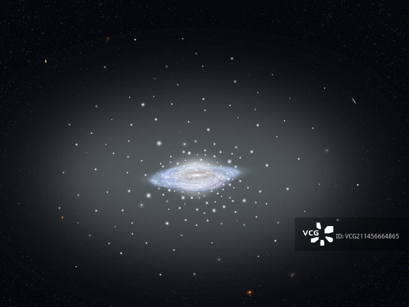 银河系周围的球状星团，插图图片素材