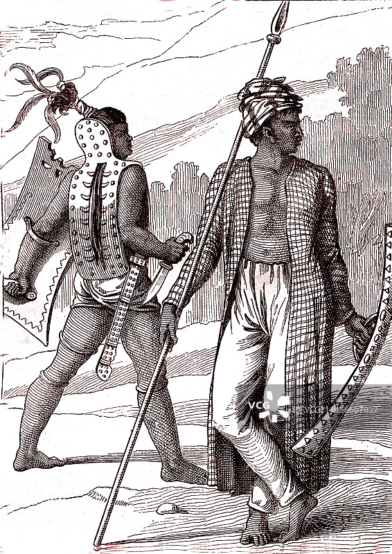 翁拜岛和格贝岛的战士插画图片素材