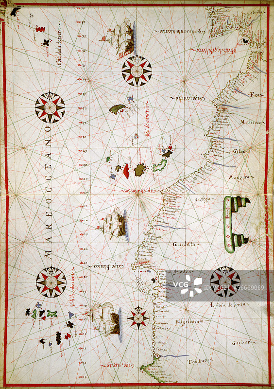 1590年西北非地图图片素材