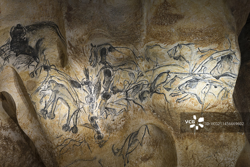 法国肖维岩洞史前艺术复制品图片素材