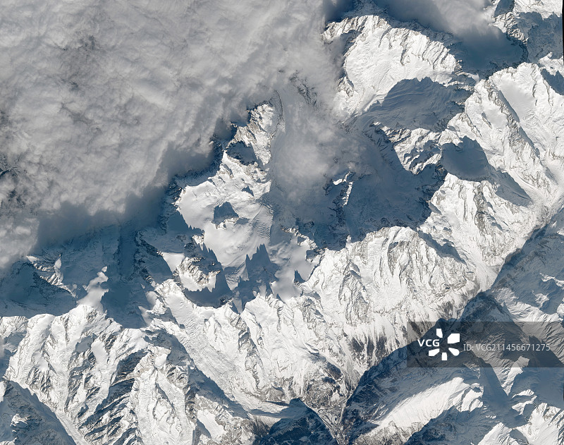 法国勃朗峰卫星图像图片素材