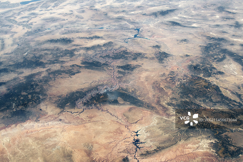 从国际空间站拍摄的美国科罗拉多高原图片素材