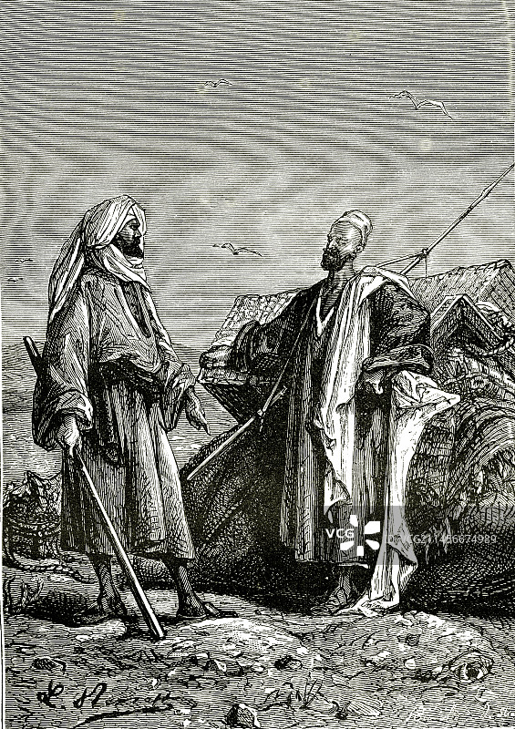 19世纪的古埃及陵墓插画图片素材