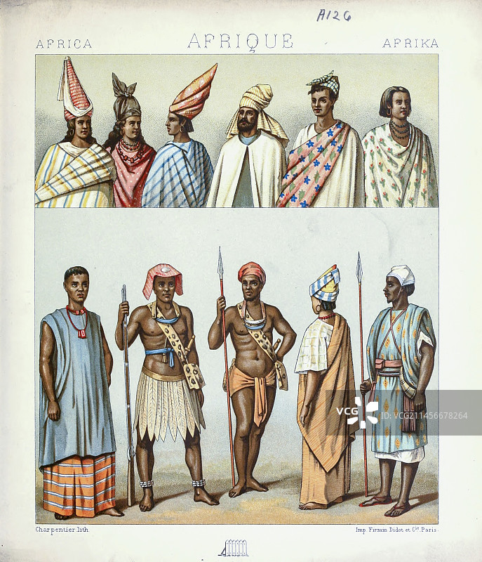 古代非洲时尚和配饰插画图片素材