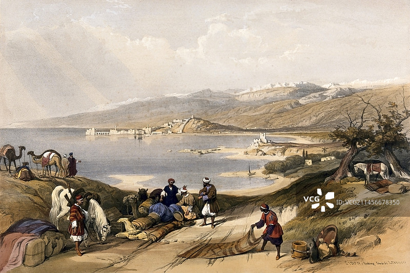 黎巴嫩西顿19世纪插图图片素材