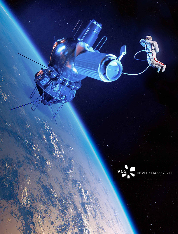 首次太空行走插图图片素材
