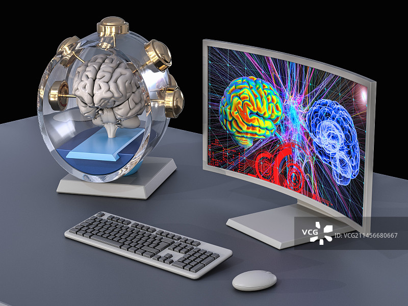 脑机接口示意图图片素材