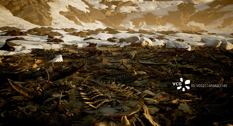 奥陶纪-志留纪大灭绝示意图图片素材