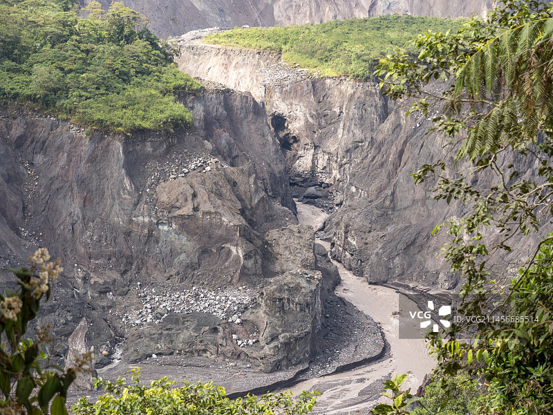 厄瓜多尔可口河峡谷侵蚀，2020年8月图片素材