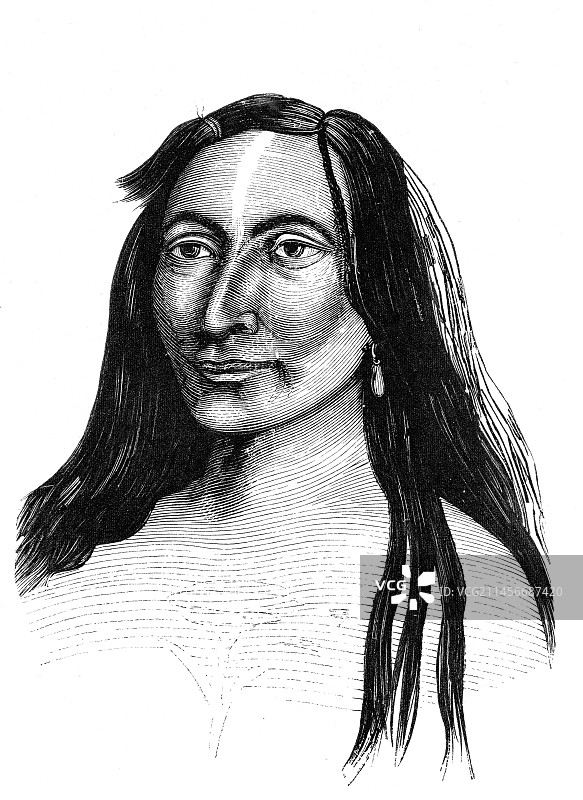 切诺基战士，19世纪插图图片素材