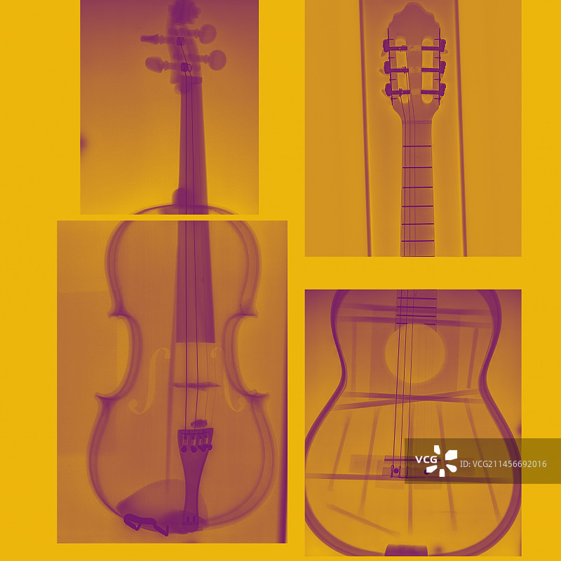 小提琴和吉他X光图片素材