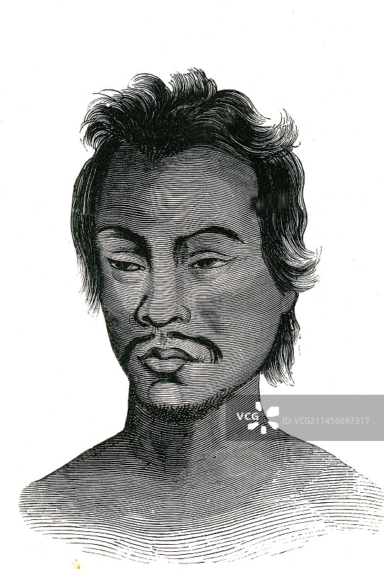 19世纪的马来西亚男子插画图片素材