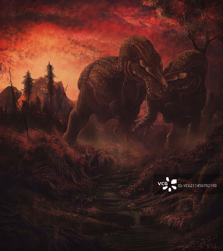 霸王龙恐龙战斗插图图片素材