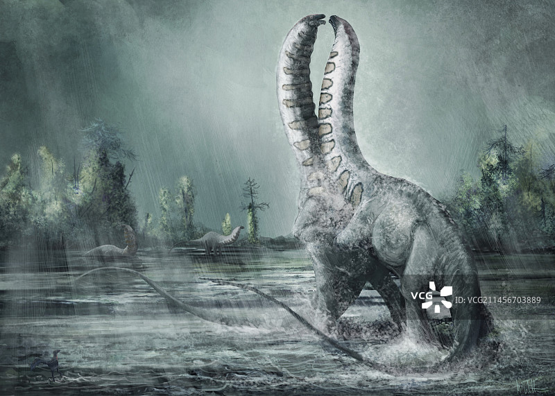 雷龙恐龙战斗插画图片素材