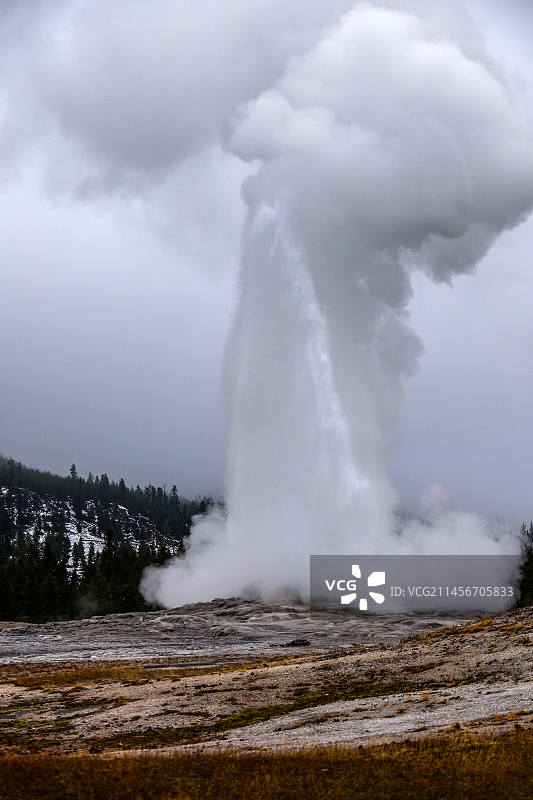 美国黄石国家公园老忠实间歇泉图片素材