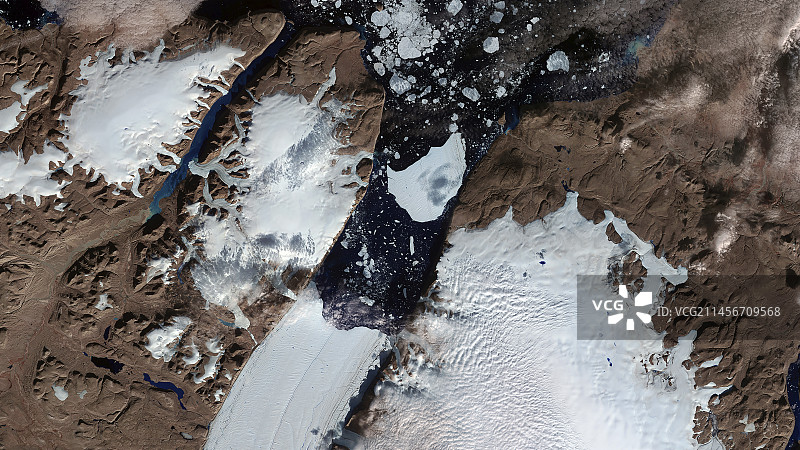 2012年格陵兰彼ermann冰川卫星图像图片素材