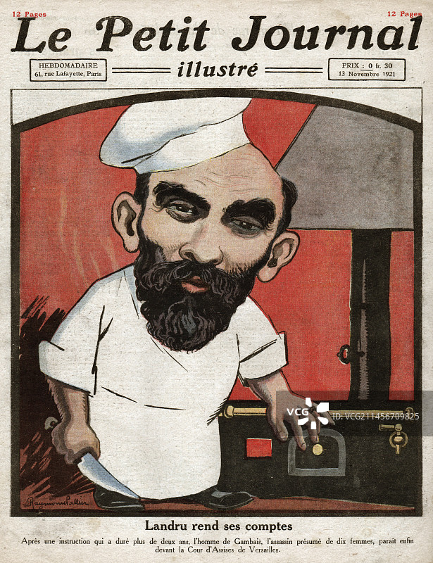 法国连环杀人犯亨利·朗读插画图片素材