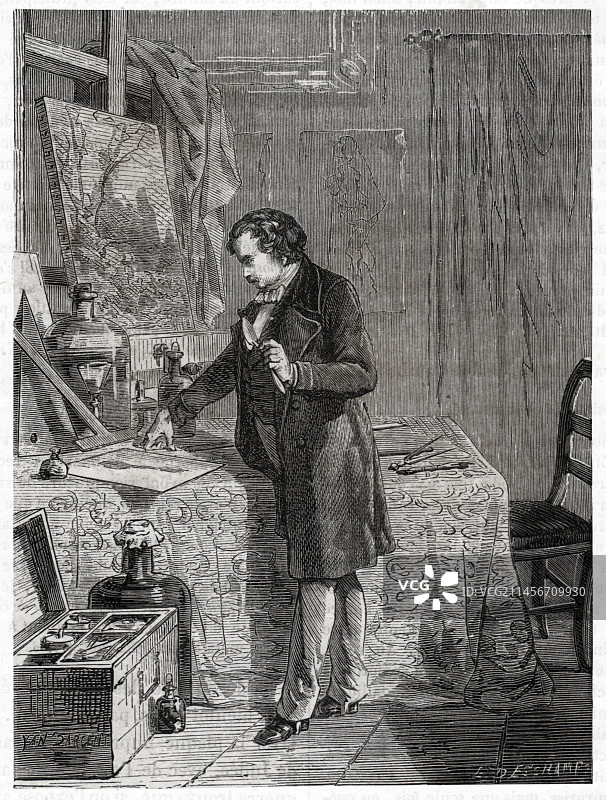 法国发明家路易·达盖尔插图图片素材