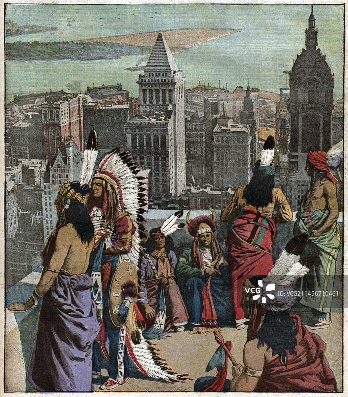 纽约的黑脚美洲原住民插画图片素材