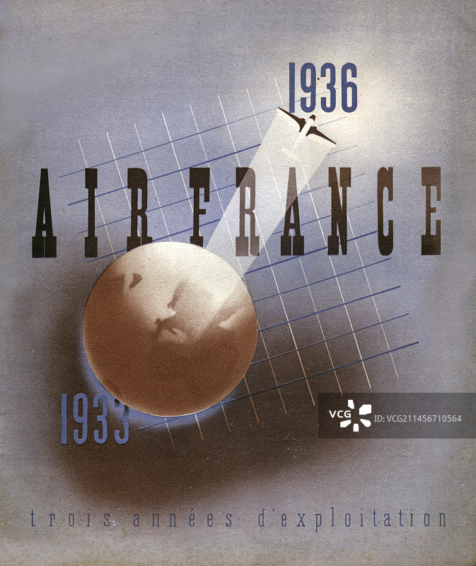 法国航空1936年宣传插画图片素材