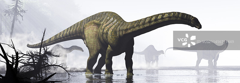 一群迷惑龙恐龙插画图片素材