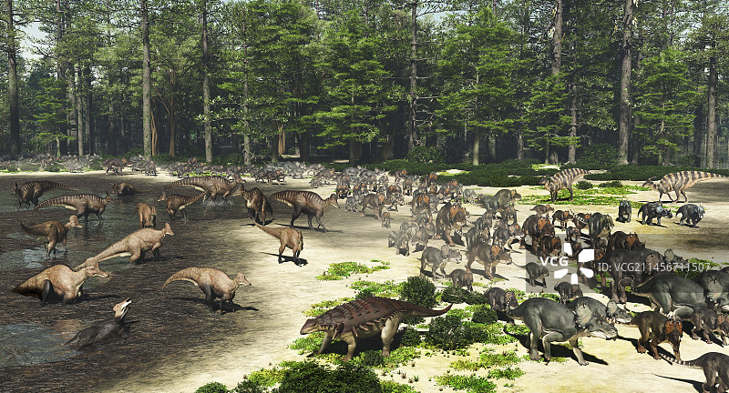 恐龙公园地层动物群插画图片素材